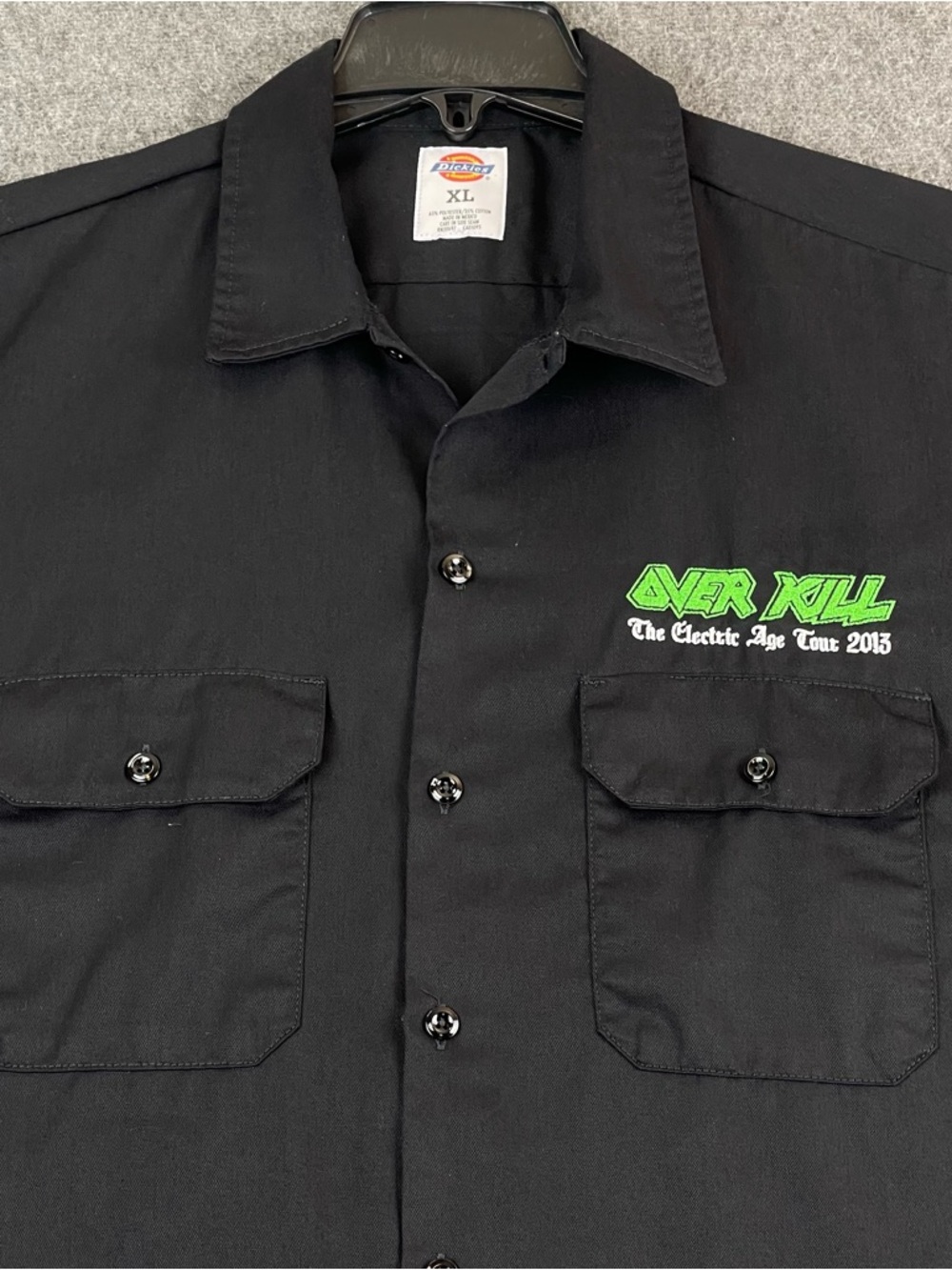 Men's XL OVERKILL "THE ELECTRIC AGE WORLD TOUR 2013" Work Shirt Thrash Metal
